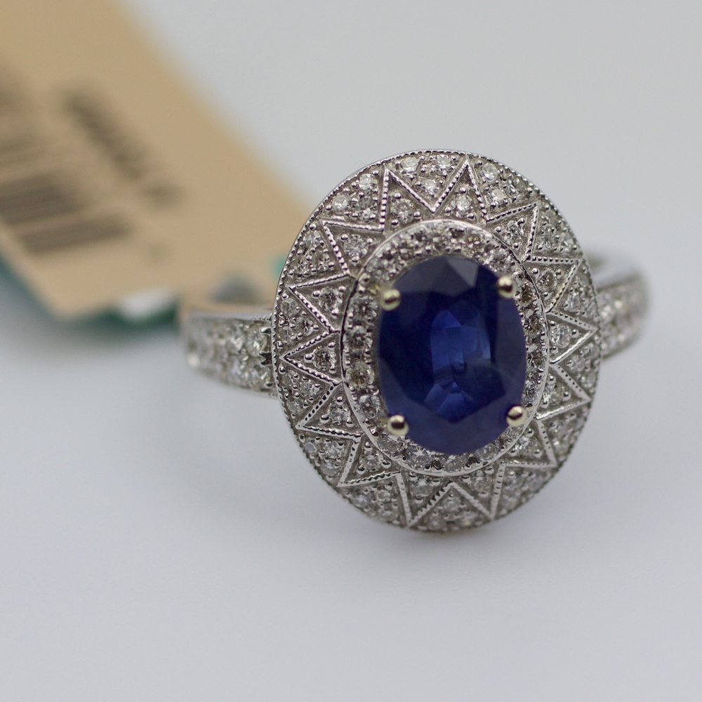 EFFY 14K White Gold Sapphire And Diamond Ring